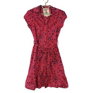 Salt & Pepper Cotton Shirt Dress Red Floral Tomato Girl Cottage Twee Medium